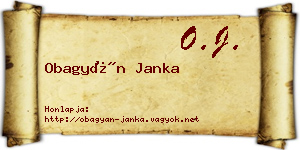 Obagyán Janka névjegykártya